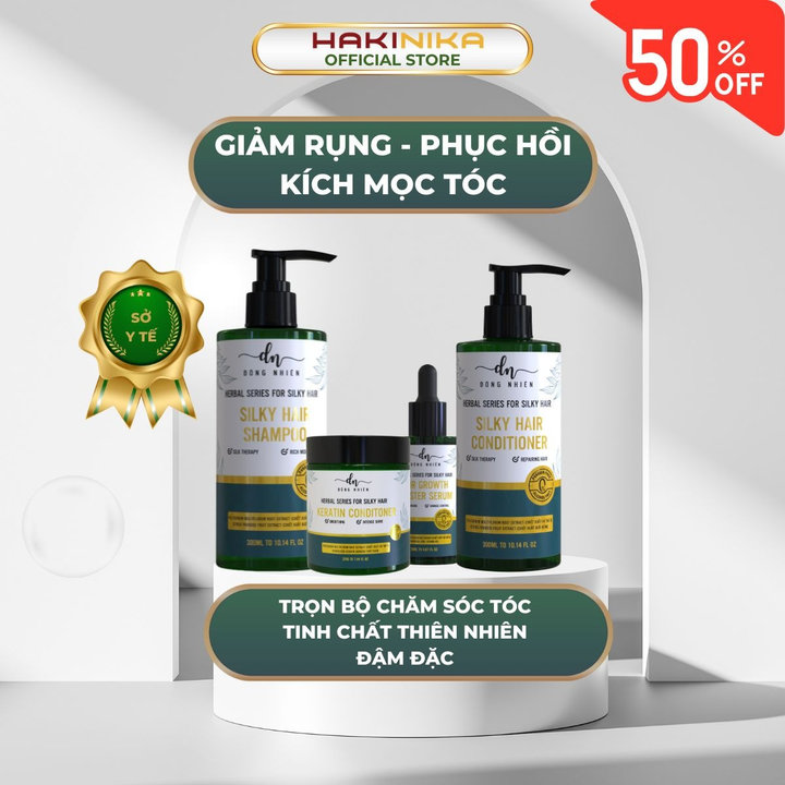 Trọn Bộ Giảm Rụng, Mọc Tóc Chiết Xuất Bưởi Herbal Silky Hair Dongnhien