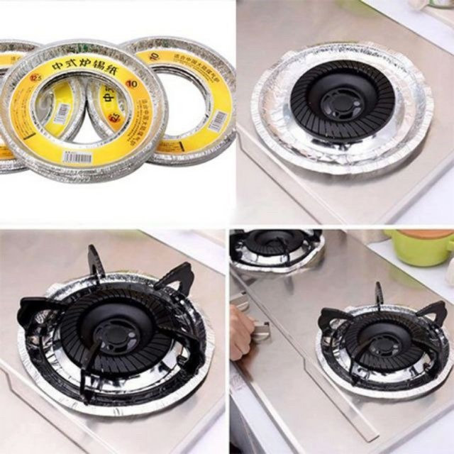 Tệp 10 Miếng Giấy Bạc Lót Bếp Gas