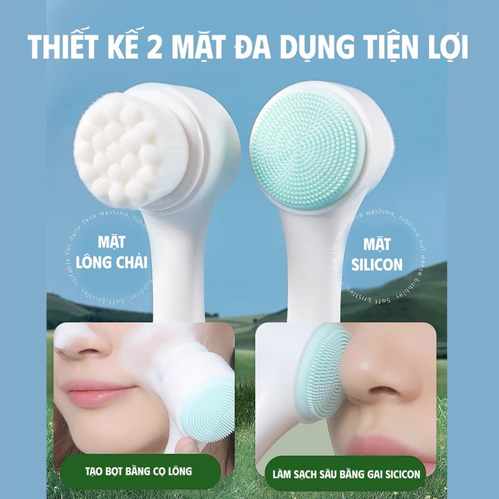 Cọ Rửa Mặt Massage 3d 2 đầu