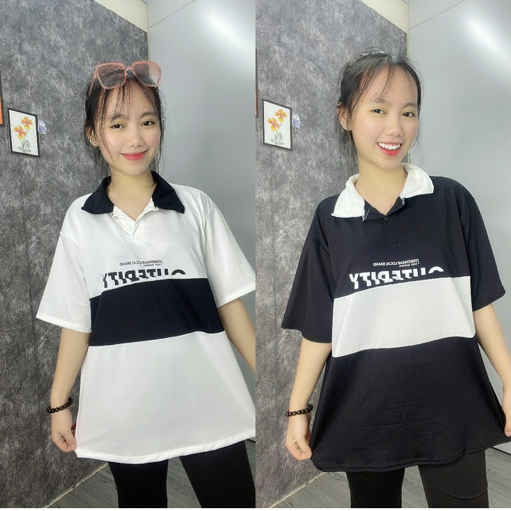 áo Thun Polo Nam Nữ Form Rộng Phối Màu Học Sinh