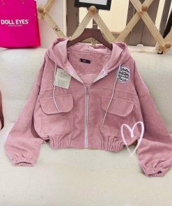 áo Khoác Nhung Tăm Nữ Dáng Thêu Chữ D&g Có 2 Túi Hộp Phía Trước – Htm Fashion
