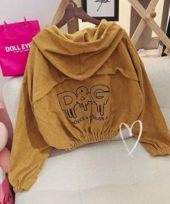 áo Khoác Nhung Tăm Nữ Dáng Thêu Chữ D&g Có 2 Túi Hộp Phía Trước – Htm Fashion