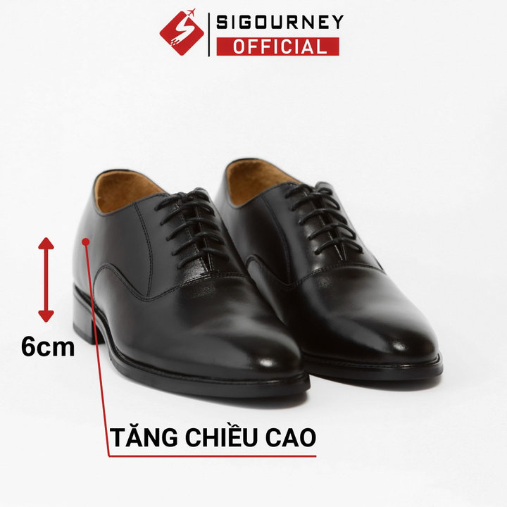 Giày Oxford Tăng Chiều Cao 6cm đế Phíp Cao Cấp Da Bò Nhập Khẩu Màu đen Trơn Scc08 Bảo Hành 18 Tháng – Sigourney