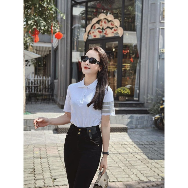 áo Polo Nữ Tay Ngắn Phối 3 Sọc Phản Quang Thời Trăng, Năng động Slcxa16 – Chipxinhxk