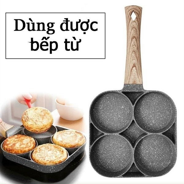 Khuôn Chảo 4 Ngăn Chiên Trứng, Làm Bánh Chống Dính Sài được Bếp Từ – Su