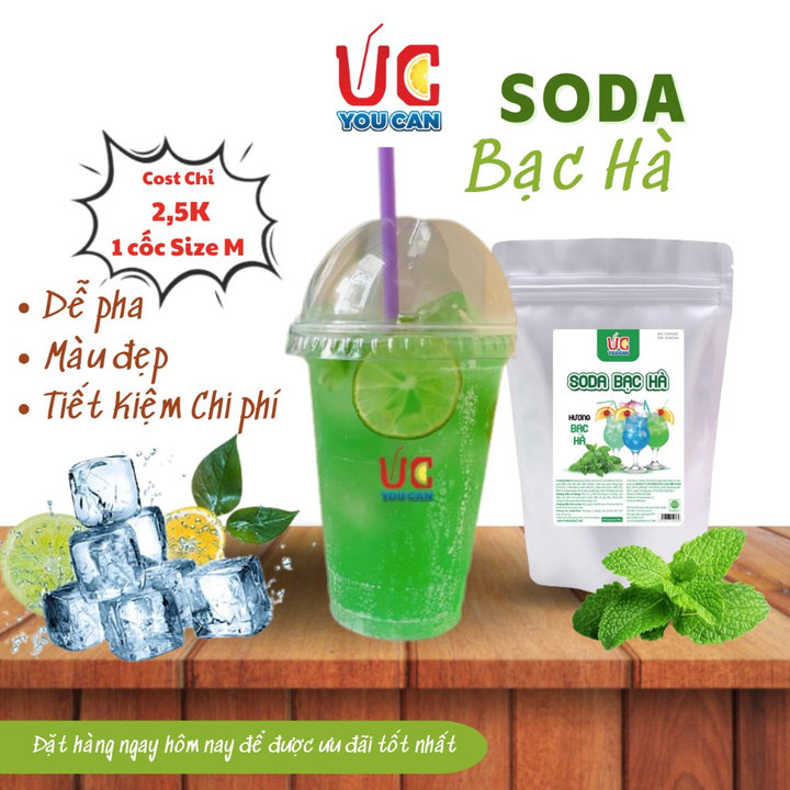 Soda Bạc Hà Bột Hòa Tan, Nước Uống Giải Khát Có Sẵn Gas, Không Cần Siro, Thơm Ngon, Dễ Pha Túi 500gr – Lady’s Passion