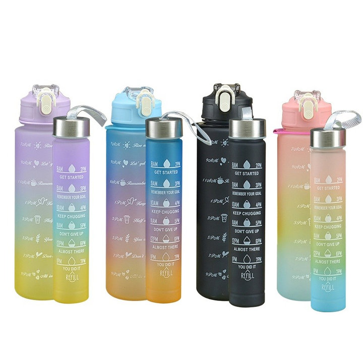 Set 2 Bình Nhắc Nhở Chia Vạch (1000ml + 500ml) Kèm Stickers – Gdn