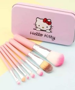 Bộ Cọ Trang điểm 7 Món Nhỏ Xinh Màu Hồng Kèm Hộp đựng Hello Kitty