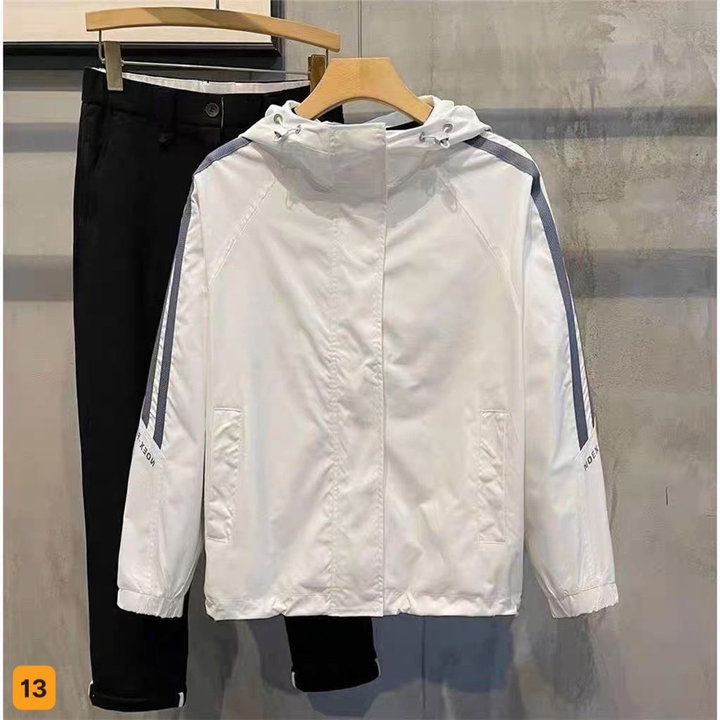 áo Khoác Dù Nam Nữ 2 Lớp Phối 2 Sọc Cánh Tay, áo Có Nón Thời Trang Hot – Htm Fashion