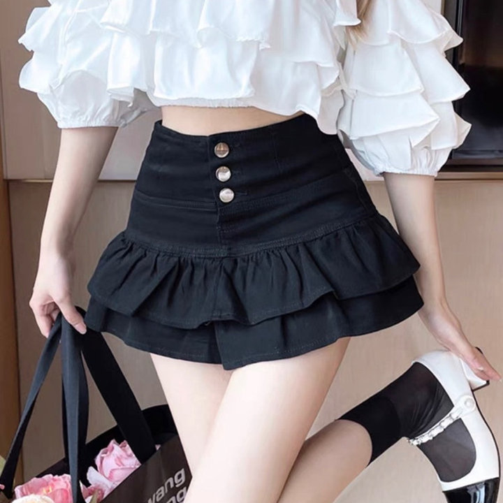 Chân Váy Kaki 2 Tầng Phối Nút – Lê Phương Boutique