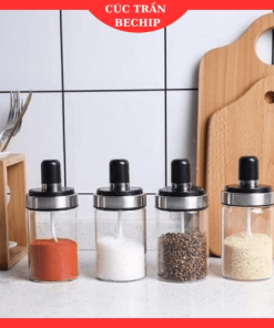Combo 4 Lọ đựng Gia Vị Thủy Tinh Có Kèm Muỗng Ctb663 – Bechip