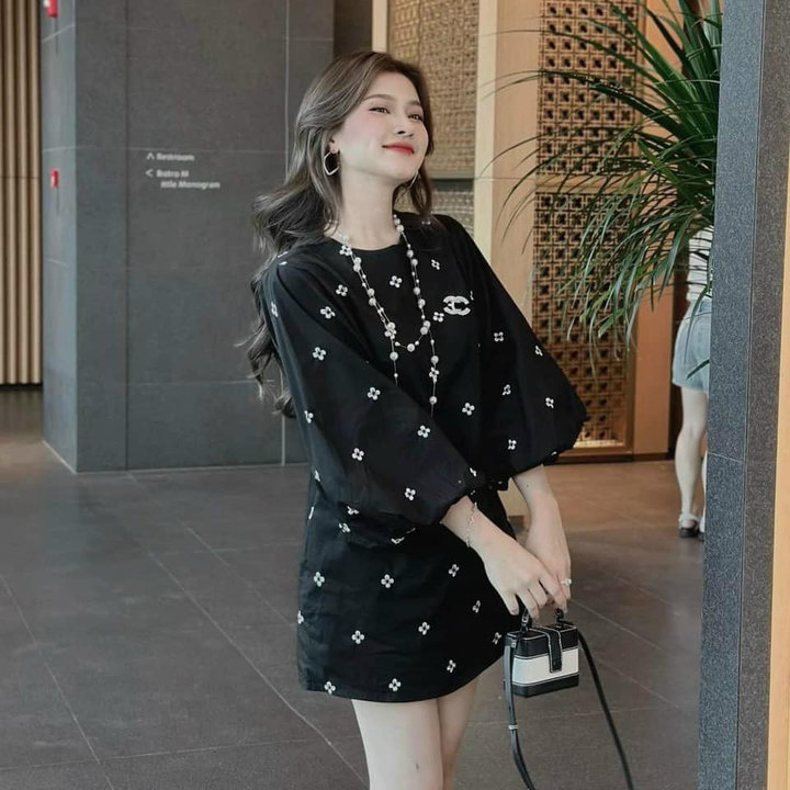 đầm Váy Babydoll Cổ Tròn Tay Lỡ Bo Chun Sh707- Sam Store