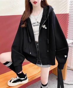 áo Khoác Nỉ Nữ áo Dây Kéo Có Thêu Trái Tim Siêu đẹp Thời Trang – Htm Fashion