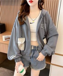 áo Khoác Nỉ Dnags Lửng Thêu Chữ On Có Túi Hộp Siêu đẹp Phong Cách – Htm Fashion