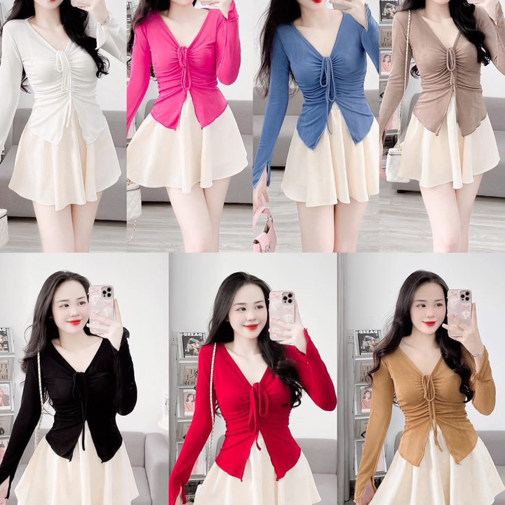 áo Kiểu Rút Dây Tay Dài Thun Tăm Lạnh – Lê Phương Boutique