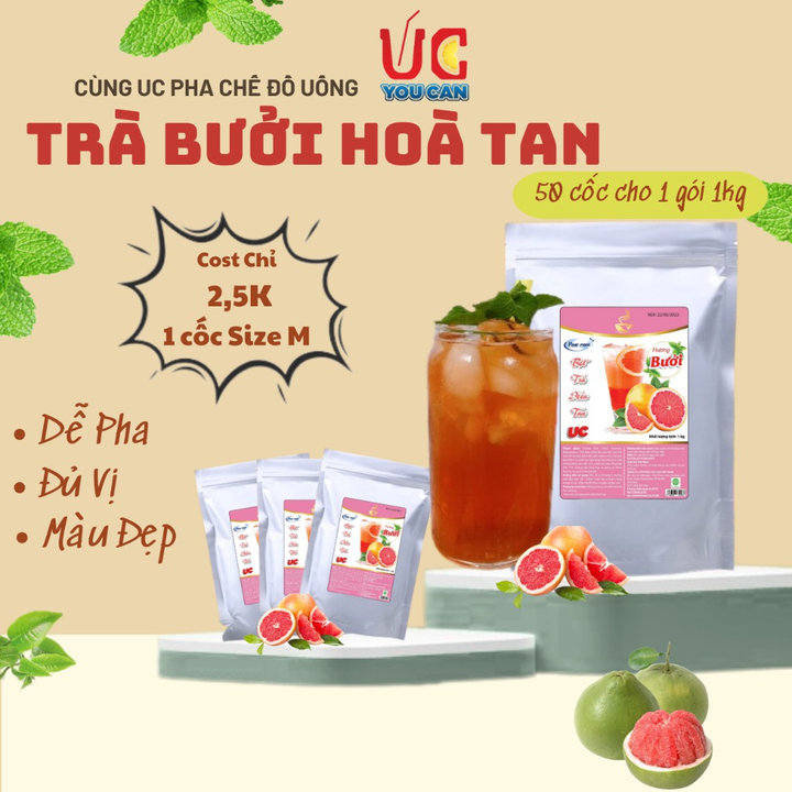 [thùng 10kg] Bột Trà Bưởi Hòa Tan Tiện Lợi, Giàu Vitamin C, Không Chứa Chất Bảo Quản U004 – Lady’s Passion