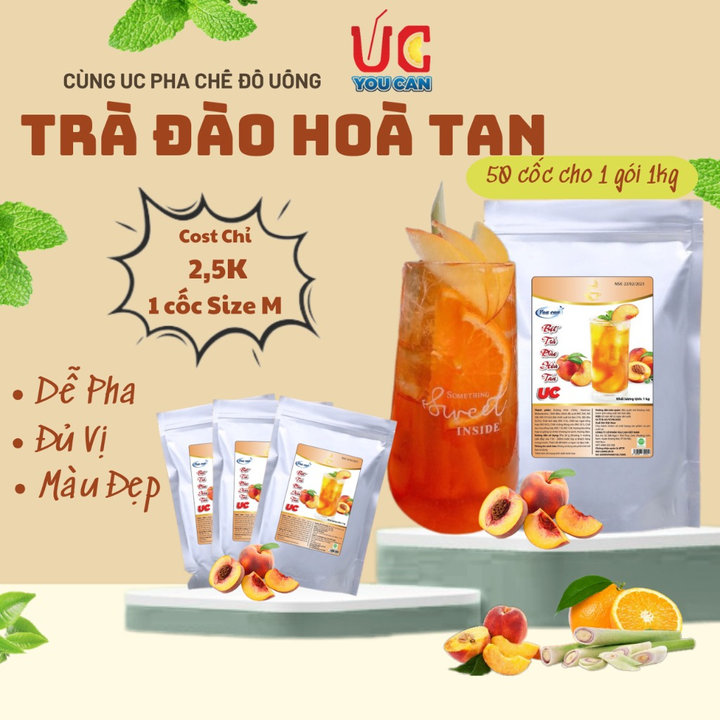 [thùng 10kg] Bột Trà đào Hòa Tan Tiện Lợi, Giàu Vitamin C, Không Chứa Chất Bảo Quản U007 – Lady’s Passion