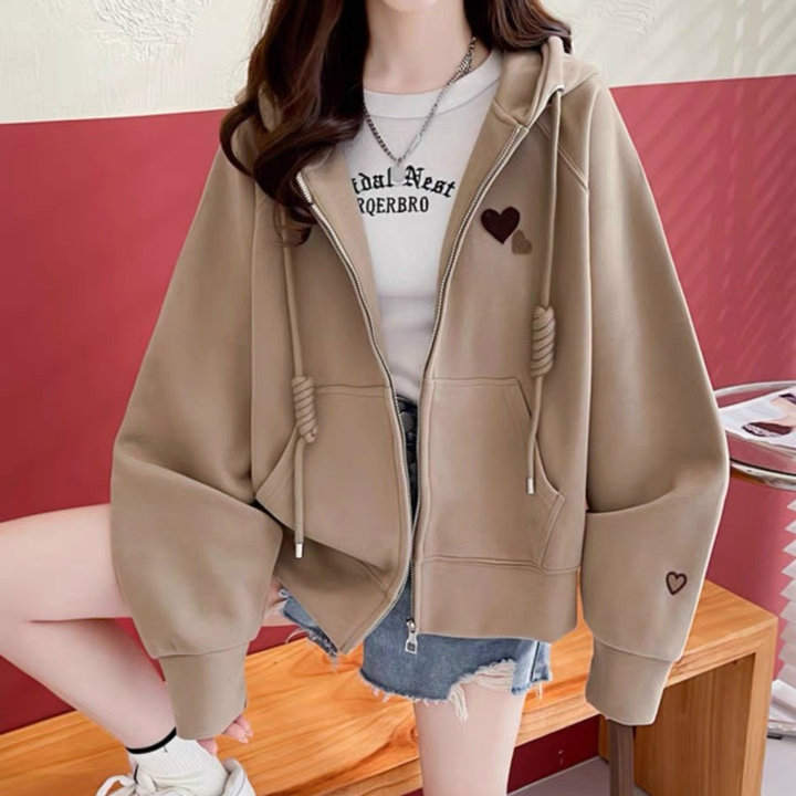 áo Khoác Nỉ Nữ Thêu Hình Trái Tim đôi Ngực Và Tay Nón 2 Lớp đơn Giản Siêu Xinh Ut19 – Phương Store