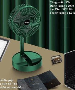 Quạt Super Fan Tích điện Mini Gập Gọn để Bàn