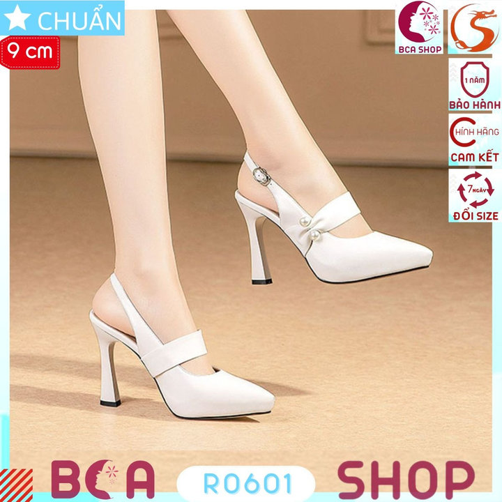 Giày Cao Gót Nữ Gót Trụ Cao 9 Phân Ro601 Thiết Kế Kèm Quai Ngang Và Quai Sau độc Lạ Và Thời Trang – Rosata
