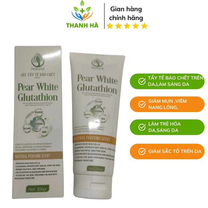 Gel Tẩy Tế Bào Chết Pear White Glutathion Làm Sạch Da,ngừa Vi Khuẩn ,mụn,tăng Sinh Collagen,bổ Xung Glutathion Làm Tráng Da Giảm Sắc Tố Gây Nám Sạm Da-diophaco