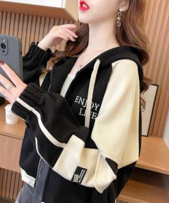 áo Khoác Nỉ Nữ Lửng Dây Kéo Thêu Chữ Enjok Cực Chất Phong Cách – Htm Fashion