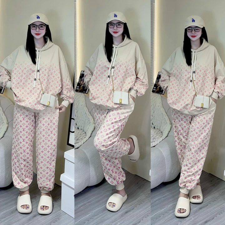 Set Bộ đồ Thun Nữ Nỉ In Chữ Lv Phối Nhiều Cực Hot Trend – Htm Fashion