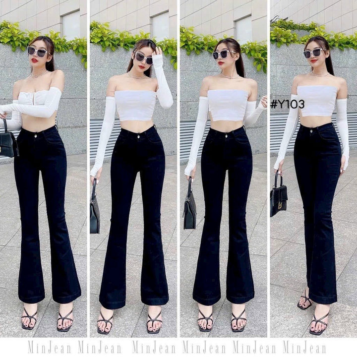 Quần Jean Nữ ống Loe Màu đen Chất Jean Vnxk Xịn đẹp – Kim