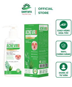 Sữa Tắm Mụn Lưng Acnevir Giúp Giảm Viêm Nang Lông, Làm Sạch, Giúp Trắng Da Chai 210ml – Santafa