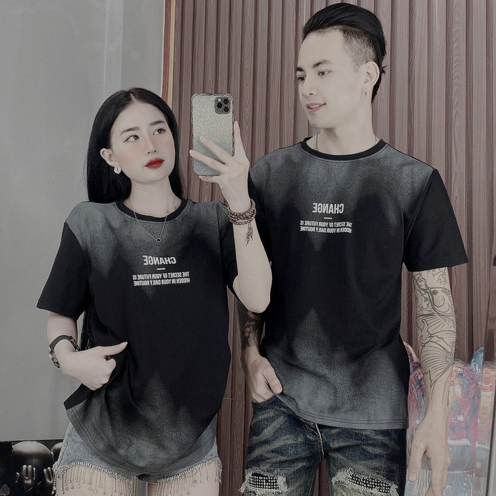 áo Thun Cổ Tròn Nam, Nữ Phối Chữ – Soo1990