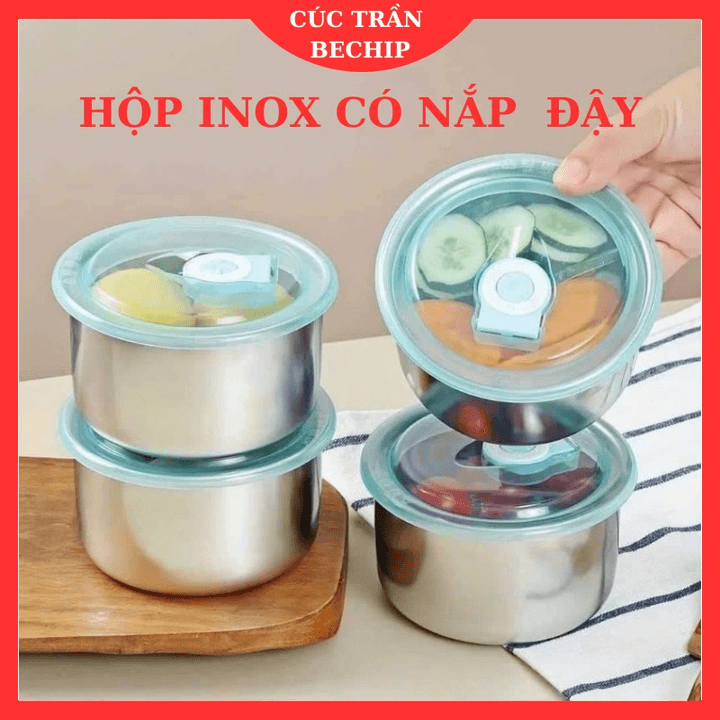 Hộp đựng Thực Phẩm Inox 304 Cao Cấp Có Nắp Hút Chân Không Kín Ctb682 – Bechip