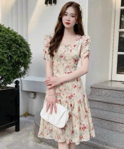 đầm Váy Nữ Tay Phồng Chân Váy Xếp Ly Bh906- Nana House