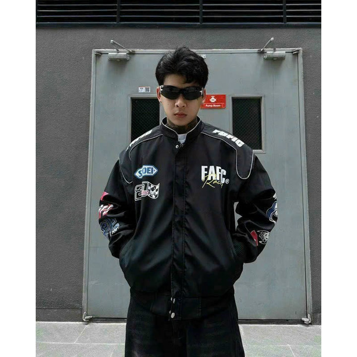 áo Khoác Dù Nam Nữ 2 Lớp In Chữ Fafic Phối Cánh Tay Cá Tính Form Rộng – Htm Fashion