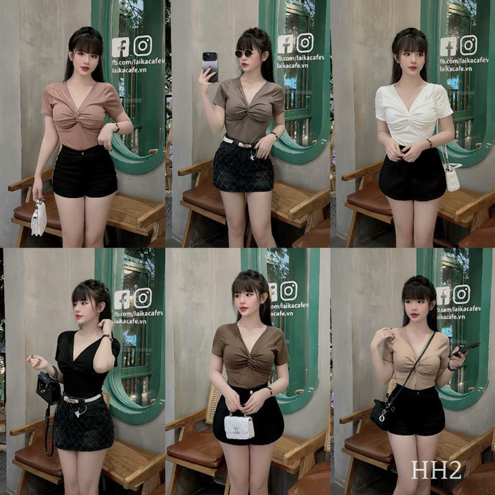 áo Phông Cộc Tay Xoắn Ngực Nhiều Màu, Phong Cách Sexy, Quyến Rũ Dành Cho Bạn Nữ Slcxa248