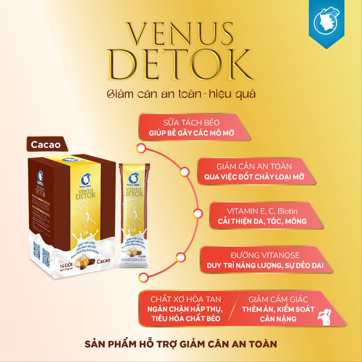 [venusmilk] Sinh Tố Giảm Cân Hữu Cơ – Vị Cacao – Venus Detok