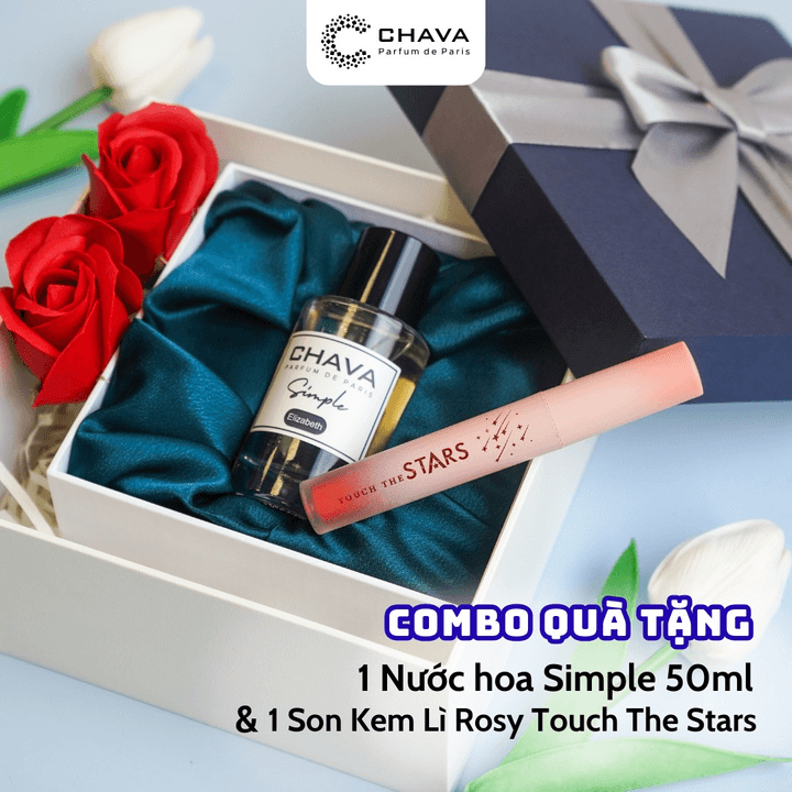 [combo Quà Tặng] 1 Nước Hoa Simple 50ml + 1 Son Kem Lì Rosy Touch The Stars – Chava