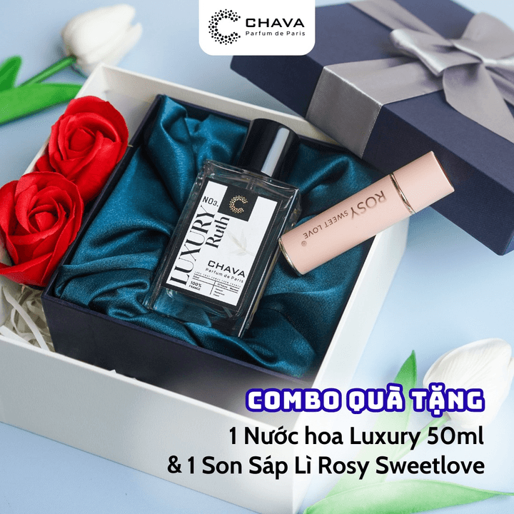 [combo Quà Tặng] 1 Nước Hoa Luxury 50ml (deborah/ruth) + 1 Son Sáp Lì Rosy Sweetlove – Chava