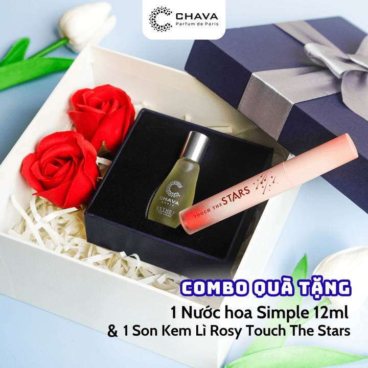 [combo Quà Tặng] 1 Nước Hoa Simple 12ml + 1 Son Kem Lì Rosy Touch The Stars – Chava