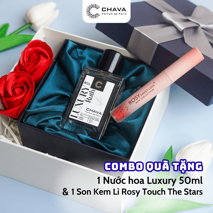 [combo Quà Tặng] 1 Nước Hoa Luxury 50ml (deborah/ruth) + 1 Son Kem Lì Rosy Touch The Stars – Chava