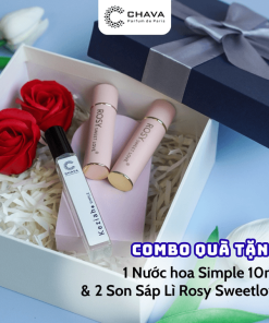 [combo Quà Tặng] 2 Son Sáp Lì Rosy Sweetlove + 1 Nước Hoa Simple 10ml – Chava