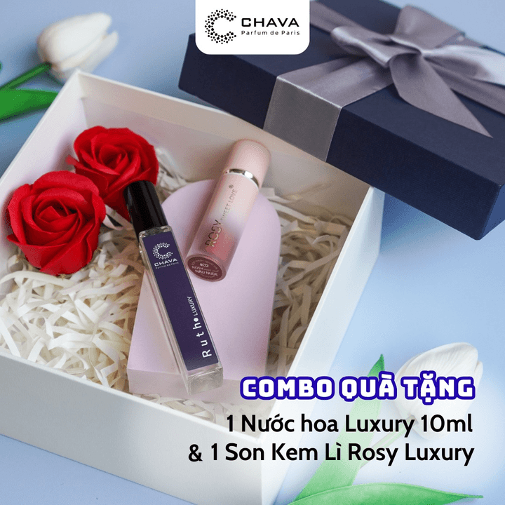 [combo Quà Tặng] 1 Son Kem Lì Rosy Luxury + 1 Nước Hoa Luxury 10ml – Chava