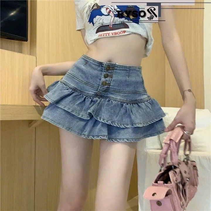Chân Váy Jeans Kiểu 2 Tầng Form Ngắn Dễ Thương – Kim