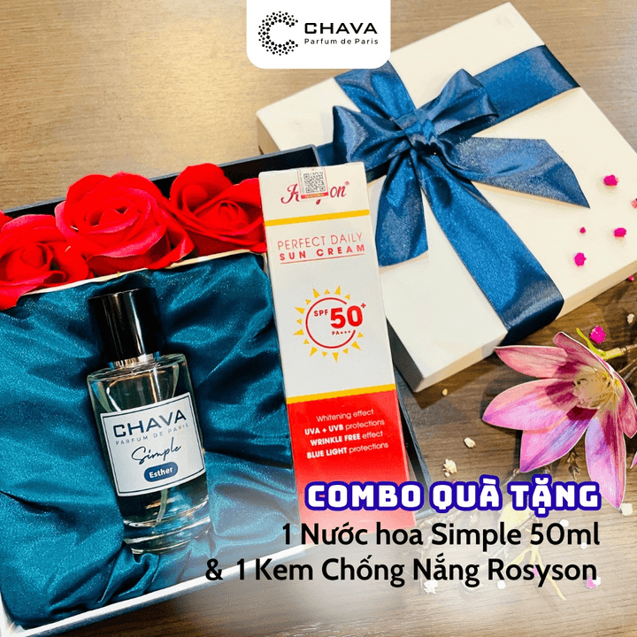 [combo Quà Tặng] 1 Nước Hoa Simple 50ml + 1 Kem Chống Nắng Rosy – Chava