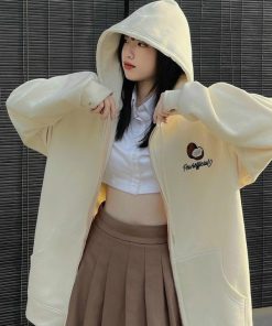 áo Khoác Hoodie Nỉ Nữ Có Dây Kéo In Hình Trái Dừa Siêu Dễ Thương Hot Trend – Htm Fashion