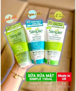 Sữa Rửa Mặt Simple 150ml Lành Tính Dịu Nhẹ Cho Da Nhạy Cảm/da Dầu Mụn – Gdn