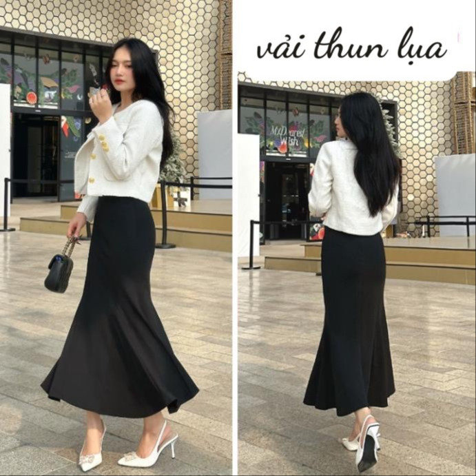 Chân Váy đuôi Cá Dài Tôn Dáng Sang Chảnh Vải Thun Lụa – Lê Phương Boutique