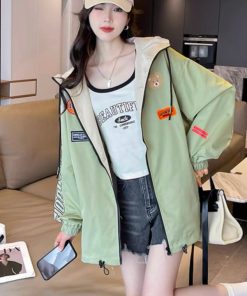 áo Khoác Dù ép 3 Lớp Nữ Logo Thêu Gấu áo Dây Kéo Thời Trang Hot – Htm Fashion