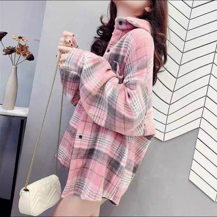 áo Sơ Mi Sọc Karo Nữ Vải Kate Bố Tay Dài Chất Vải Dày Dặn Hot Trend – Htm Fashion