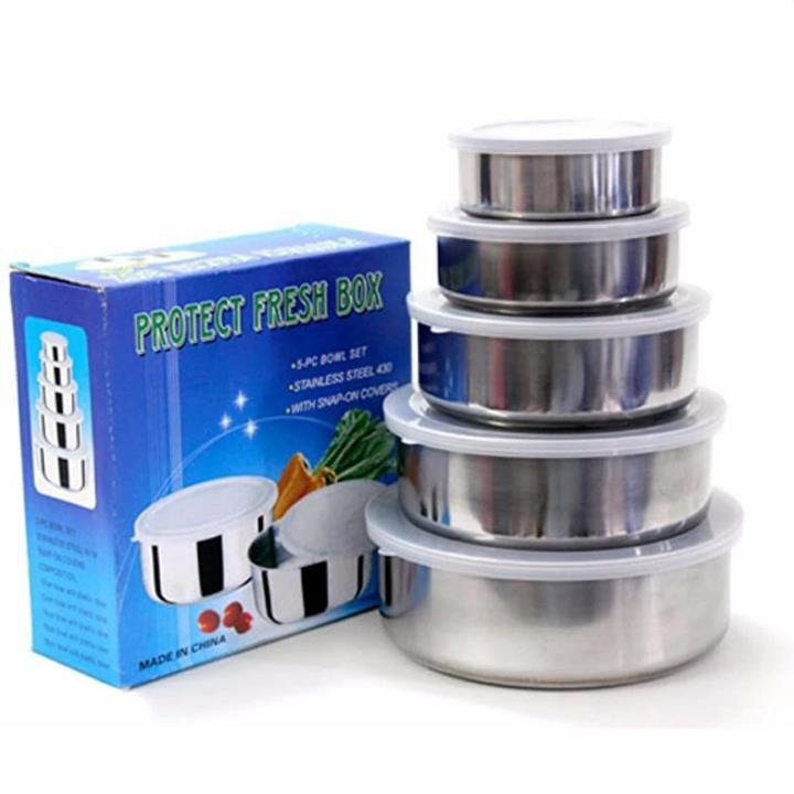 Bộ 5 Hộp đựng Thực Phẩm Inox Có Nắp Tiện ích