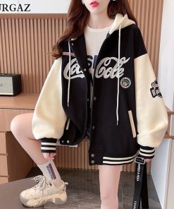 áo Khoác Nữ Bóng Chày Vải Nỉ Dày Dặn Phối Mũ Rộng Thêu Chữ Coca Cole Unisex Nam Nữ Tp66 – Golden Dream